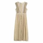 Sleeveless Dotted Lace Midi A-line Dress