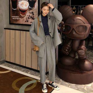 Set: Loose Fit Blazer + Drawstring Cropped Pants