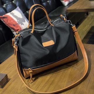 Faux Leather Panel Carryall Bag