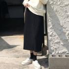 High-waist Midi Knit Accordion Pleat Skirt