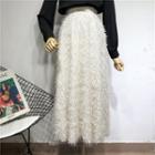 Furry Fringed A-line Skirt