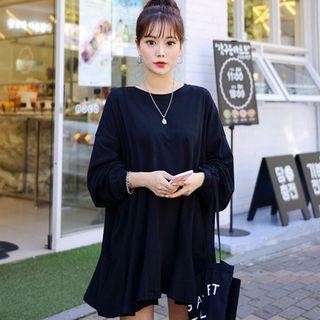 Ruffle-hem Loose-fit Mini Pullover Dress