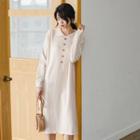 Long-sleeve Knit Midi Polo Dress