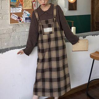 Collared Sweater / Midi Plaid Jumper Dress