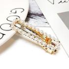 Faux-pearl Rectangle Hair Clip Gold - One Size