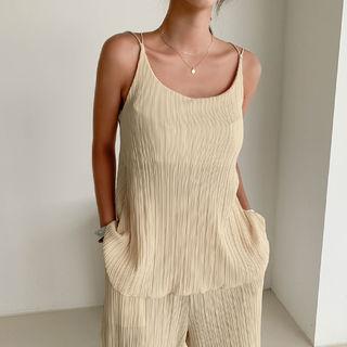 Accordion-pleat Cami Top & Wide Pants Set