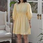 Balloon-sleeve Mini A-line Dress As Shown In Figure - One Size