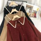 Set: Long-sleeve Midi A-line Dress + Knit Dress