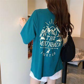 Lettering Mountain Print Short-sleeve T-shirt