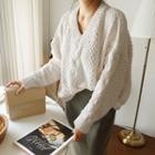 V-neck Chunky Cable Sweater