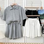 Set: Loose Polo Shirt + Wide-leg Shorts