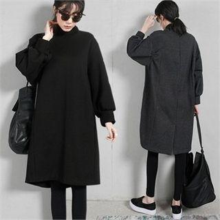 Mock-neck Fleece Lined Pullover Dress
