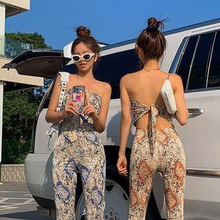 Tie-back Snakeskin Scarf Top