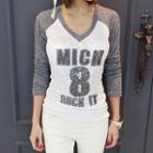Letter Sequined Raglan-sleeve T-shirt