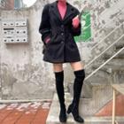 Single-breasted Pintuck A-line Coat