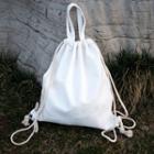 Plain Canvas Drawstring Backpack White - One Size