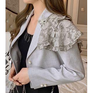 Ruffle Trim Cropped Button-up Jacket