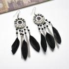 Feather Drop Earring Red - One Size