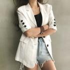 Notched-collar Button-detail Ramie Blazer