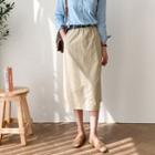 Band-waist Slit-back A-line Skirt