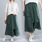 Midi A-line Skirt Dark Green - One Size