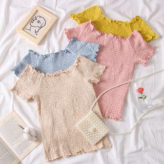 Boatneck Smocked T-shirt
