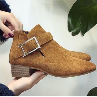 Block-heel Buckled Ankle Boots