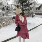 Fleece Button Coat Dress Pink - One Size