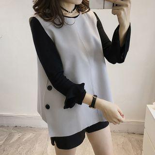 Set: Plain Long Sleeve Top + Tie Back Tank Top