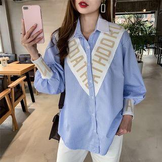 Long-sleeve Lettering-panel Shirt