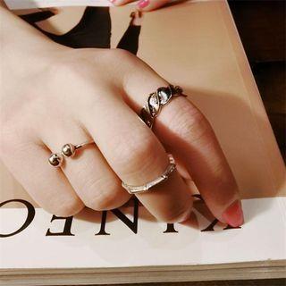 Set Of 3 : Ribbed Ring / Open Ring