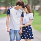 Couple Matching Panel Short-sleeve T-shirt / Short-sleeve Dress