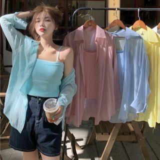 Long-sleeve Shirt / Knit Camisole Top