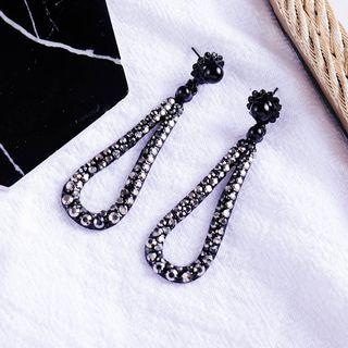 Rhinestone Dangle Earring 1 Pair - Black - One Size