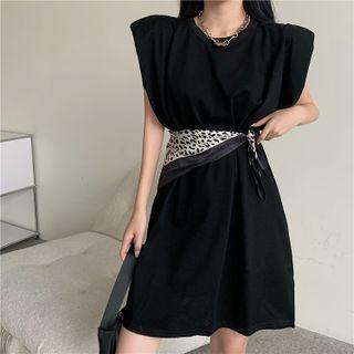 Set: Sleeveless Plain Mini Dress + Neckerchief