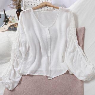 V-neck Light Jacket White - One Size