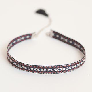 Patterned Choker / Patterned Strap Drop Earring