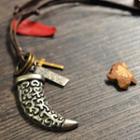 Dagger Faux Leather Necklace Coffee - One Size
