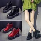 Patent Lace-up Hidden-wedge Platform Shoes