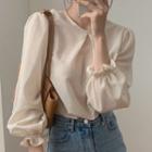 Bell-sleeve Frill-hem Blouse As Shown In Figure - One Size