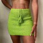 High-waist Tie-waist Knit Mini Skirt