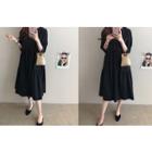Hidden-button A-line Midi Dress