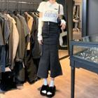 High-waist Slim-fit Denim Midi Skirt