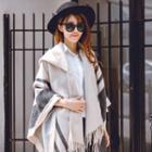 Hooded Two-tone Poncho