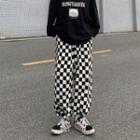 Checkerboard Wide Leg Sweatpants