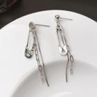 Safety Pin Alloy Fringed Earring 01 - 1 Pr - Silver - One Size
