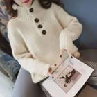 Buttoned High-neck Sweater
