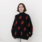 Turtle-neck Strawberry Patterned Sweater
