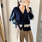Mock Two-piece Color Block Knit Panel Top
