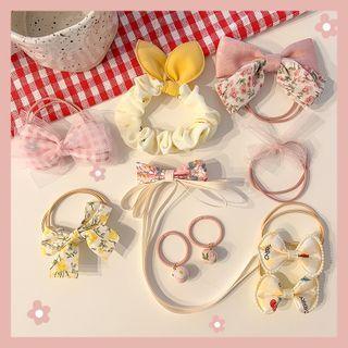 Set Of 10: Hair Tie 7# - Set Of 10 Pcs - Yellow & Purple - One Size